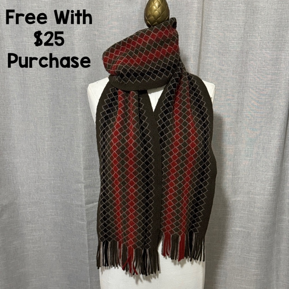 FREE WITH $25 PURCHASE-Unisex Scarf-MCM Vibes Geometric Print-Brown/Red/Black